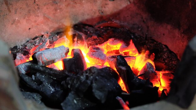 Vue rapprochée du feu de joie