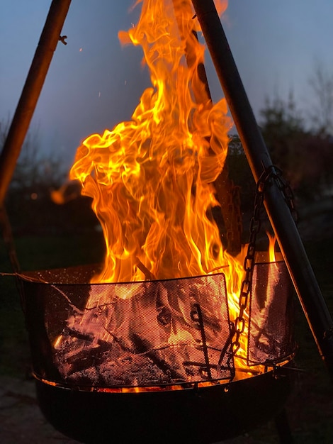 Photo vue rapprochée du feu de joie