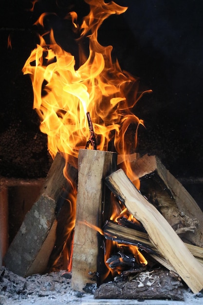 Vue rapprochée du feu de joie