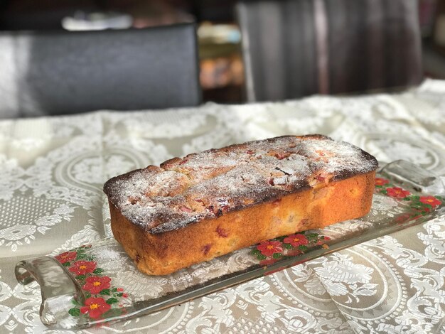 Photo vue rapprochée du gâteau sur l'assiette