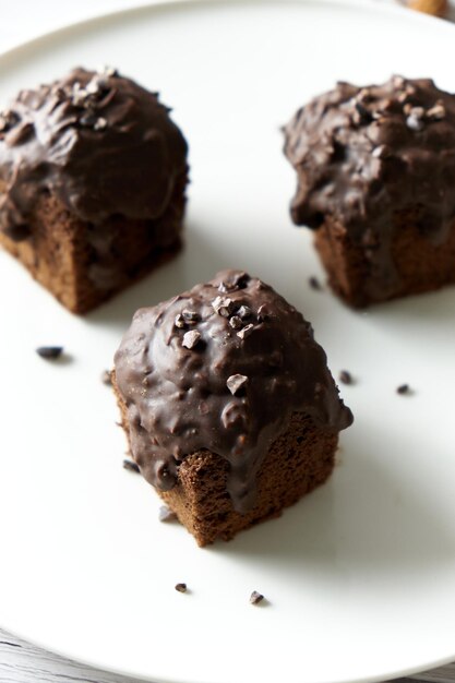 Photo vue rapprochée du gâteau au chocolat