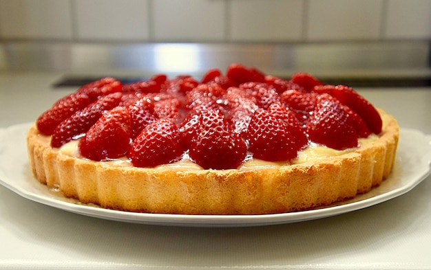 Photo vue rapprochée du gâteau dans l'assiette