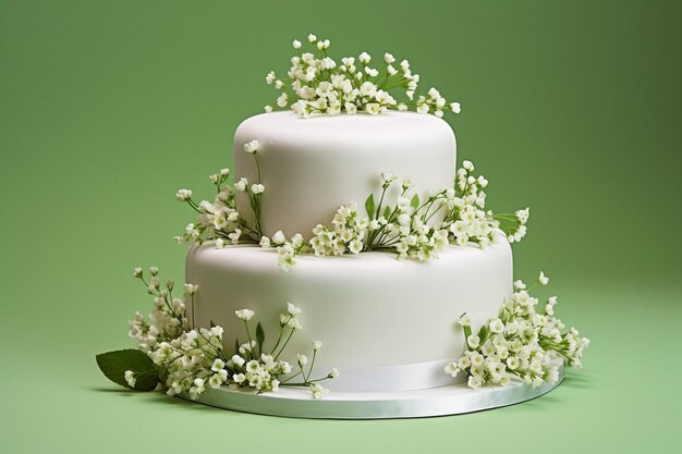 Vue rapprochée du gâteau de mariage avec des fleurs roses de haute qualité