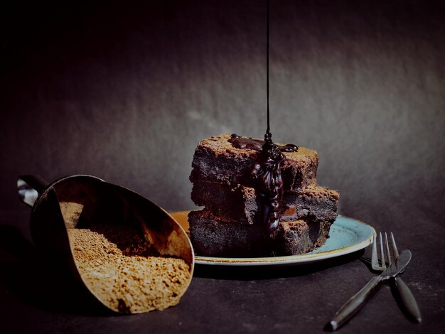 Photo vue rapprochée du gâteau sur la table