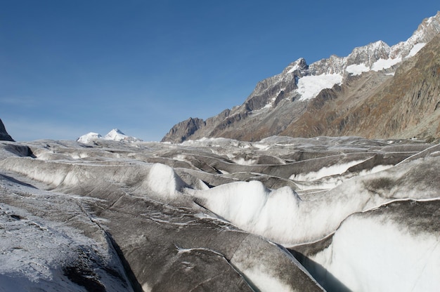 Vue rapprochée du glacier par chaîne de montagnes