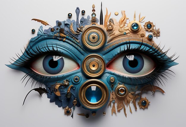 Vue rapprochée du masque à yeux bleus