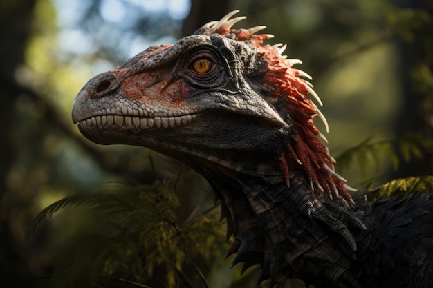 Vue rapprochée du Megaraptor Lumière naturelle IA générative