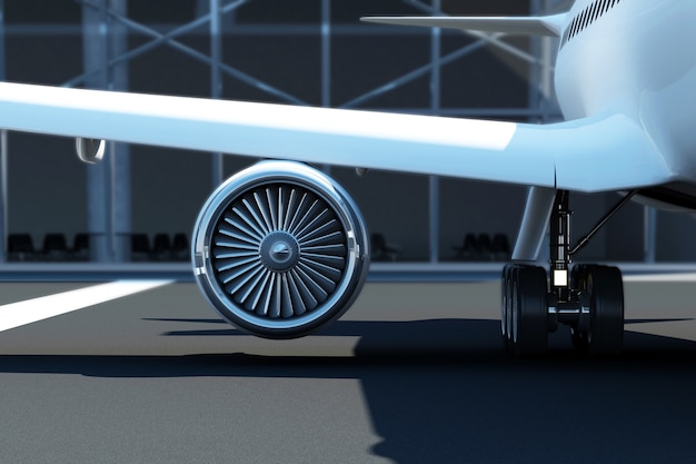 Photo vue rapprochée du moteur de turbine d'avion