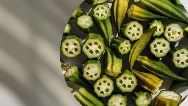 Photo vue rapprochée du okra tranché