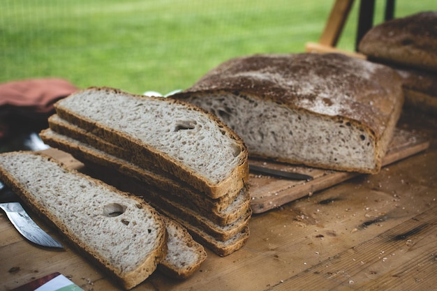 Vue rapprochée du pain sur la table