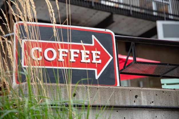 Photo vue rapprochée du panneau du café