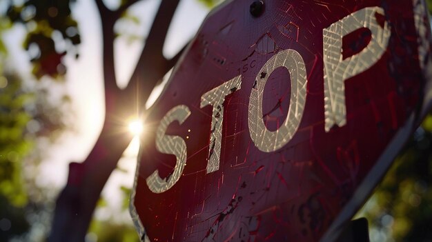 Vue rapprochée du panneau STOP