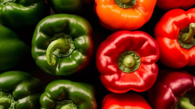 Vue rapprochée du poivre vert et rouge