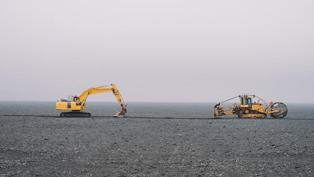 Vue rapprochée du tracteur