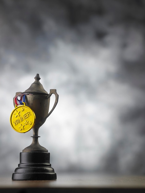 Photo vue rapprochée du trophée et de la médaille rouillés contre le ciel