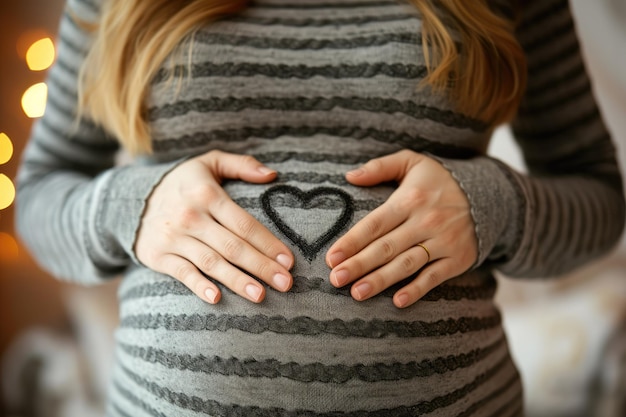 Vue rapprochée du ventre d'une femme enceinte