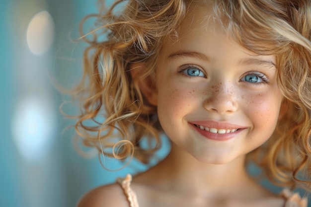 Vue rapprochée du visage d'un enfant aux yeux bleus