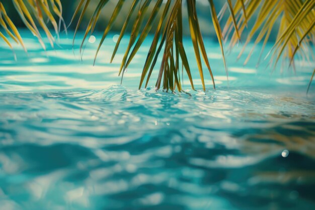 Photo vue rapprochée de l'eau avec un palmier en arrière-plan parfait pour les dessins à thème tropical et les publicités de voyage