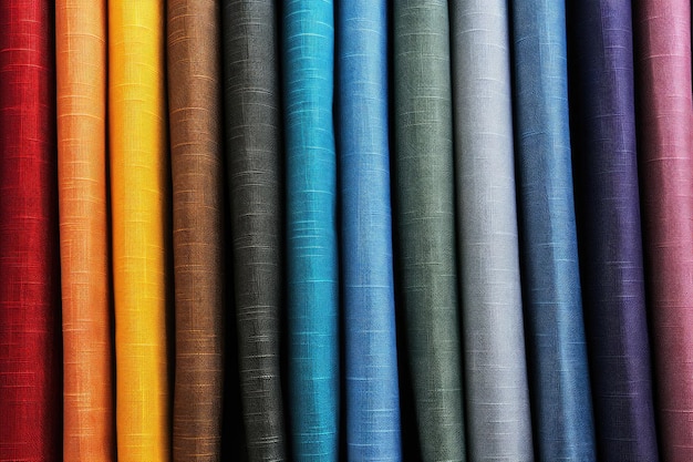 Vue rapprochée d'échantillons de tissus multicolores pour rideaux