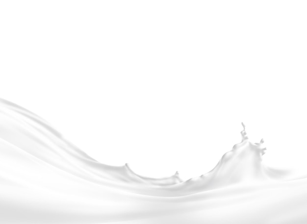 Vue rapprochée d'une éclaboussure de lait blanc à la texture ondulée.