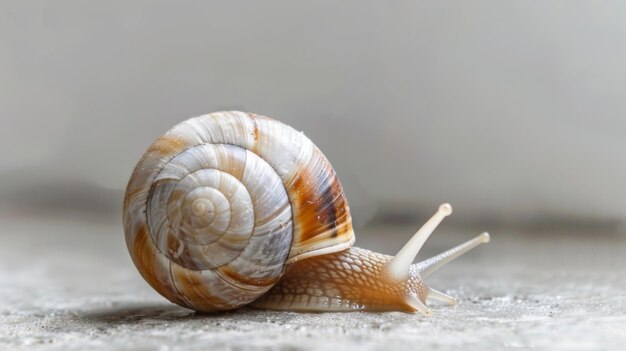 Vue rapprochée d'un escargot au sol