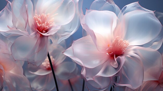 Photo une vue rapprochée d'une fantaisie abstraite des fleurs translucides enchantant l'élégance florale