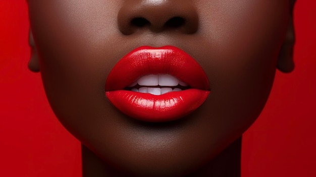 Vue rapprochée d'une femme africaine avec un maquillage coloré modèle féminin glamour avec du maquillage vibrant sur solide