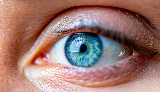 Vue rapprochée d'une femme aux yeux bleus