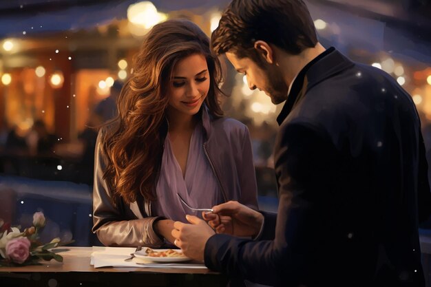 Photo vue rapprochée d'une femme et d'un homme au restaurant