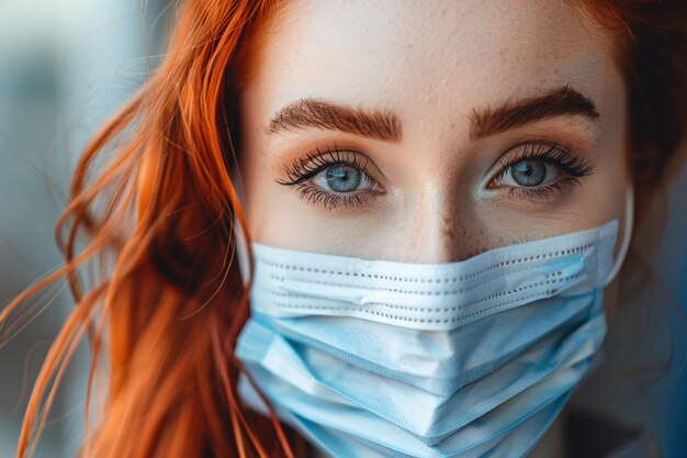 Vue rapprochée d'une femme masquée