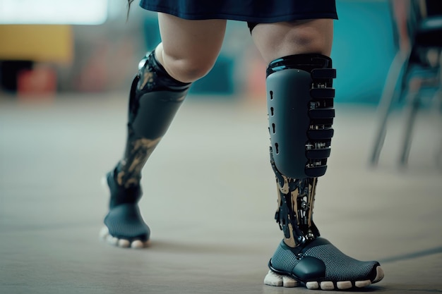 Photo vue rapprochée d'une femme avec une prothèse de jambe ai generation