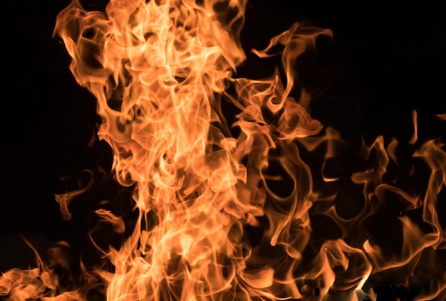 Vue rapprochée d'un feu de joie la nuit