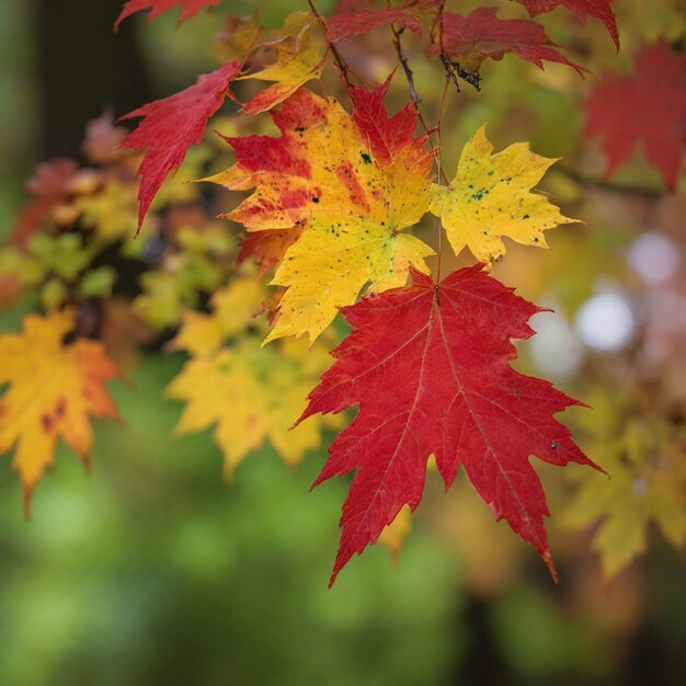 Photo vue rapprochée d'une feuille d'érable avec un fond flou