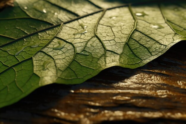 Photo vue rapprochée d'une feuille sur une table adaptée aux concepts de nature et d'environnement