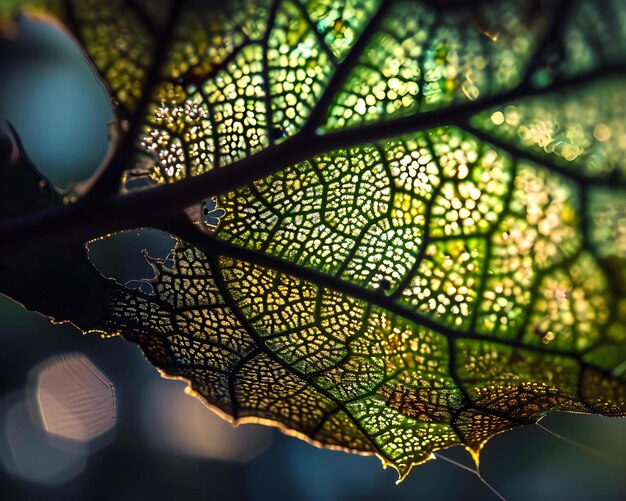 une vue rapprochée d'une feuille verte