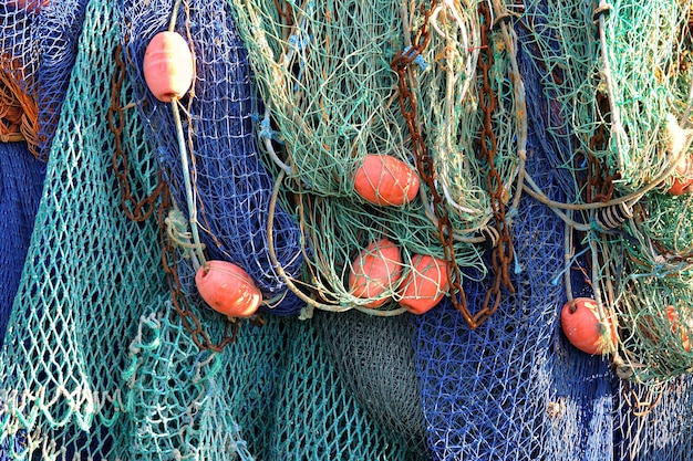 Photo vue rapprochée des filets de pêche