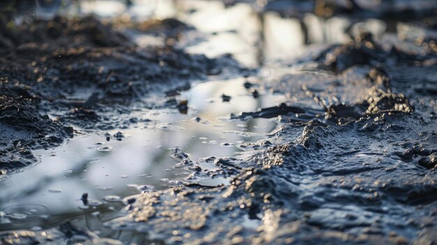 Vue rapprochée d'une flaque d'eau