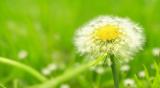 Vue rapprochée de la fleur de pissenlit dans la nature pour le jardin de printemps et d'arrière-plan naturel par Generative AI