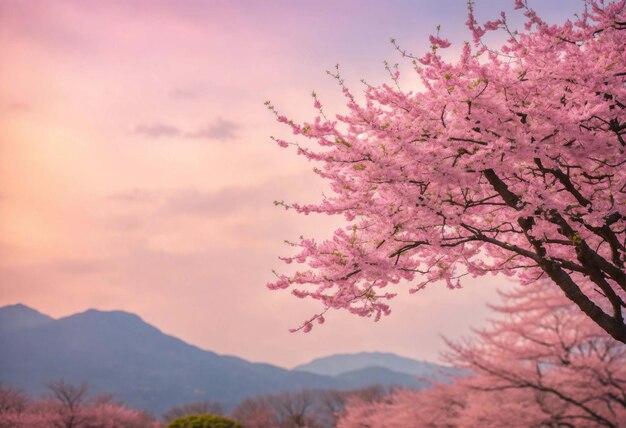 Vue rapprochée des fleurs de cerisier au printemps