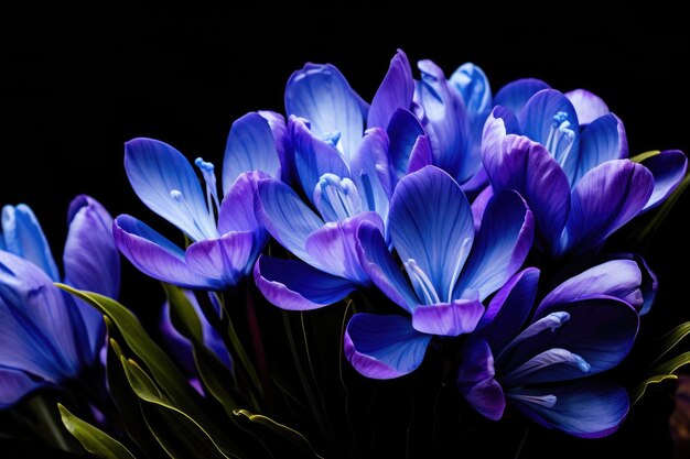 Vue rapprochée des fleurs de crocus bleu