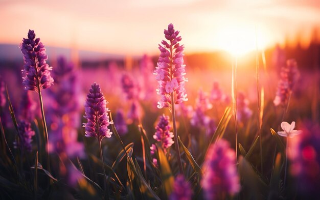 Photo vue rapprochée des fleurs violettes qui poussent sur le champ pendant