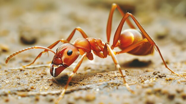 Vue rapprochée d'une fourmi rouge dans la nature