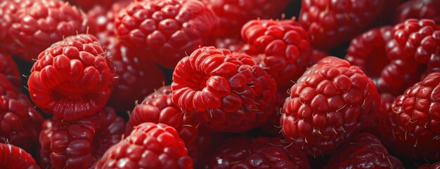 Vue rapprochée des framboises rouges mûres