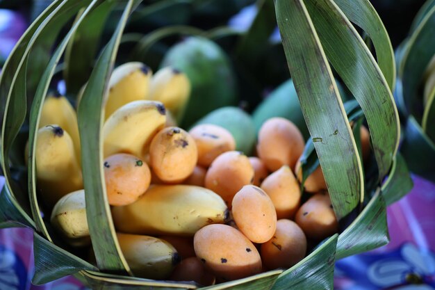 Vue rapprochée des fruits dans le panier