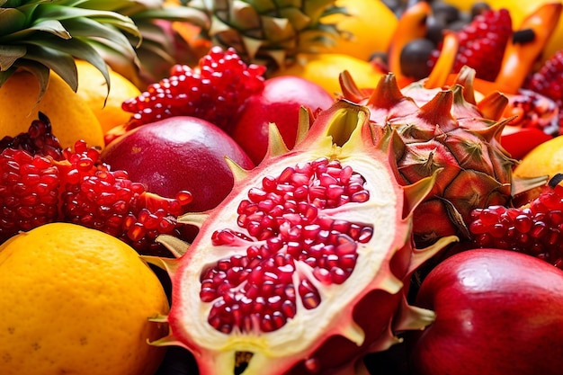 Vue rapprochée de fruits exotiques sur un buffet de petit déjeuner