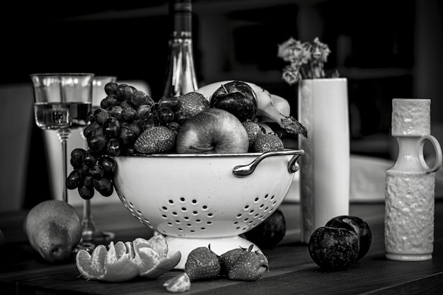 Vue rapprochée des fruits et légumes sur la table