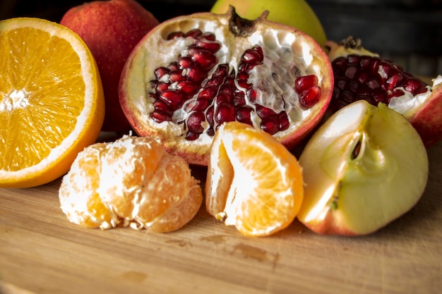 Photo vue rapprochée des fruits sur la table