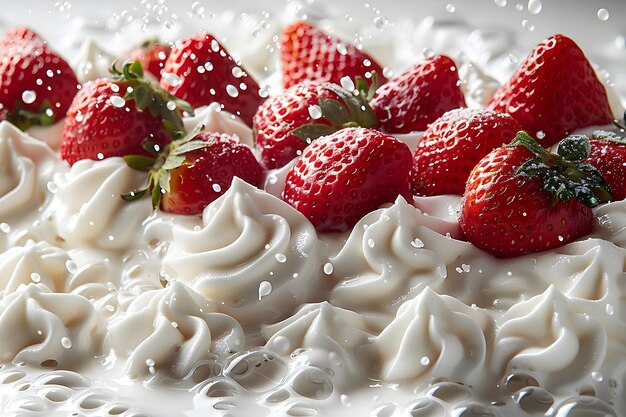 Vue rapprochée d'un gâteau avec des fraises sur le dessus