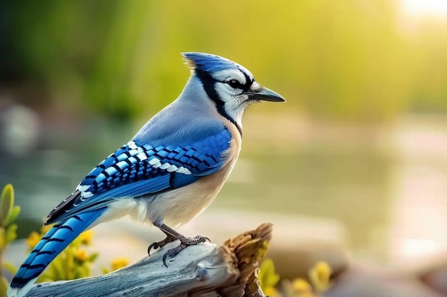 Vue rapprochée d'une geie bleue perchée sur une branche d