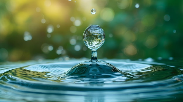 Photo vue rapprochée d'une goutte d'eau sur un fond naturel